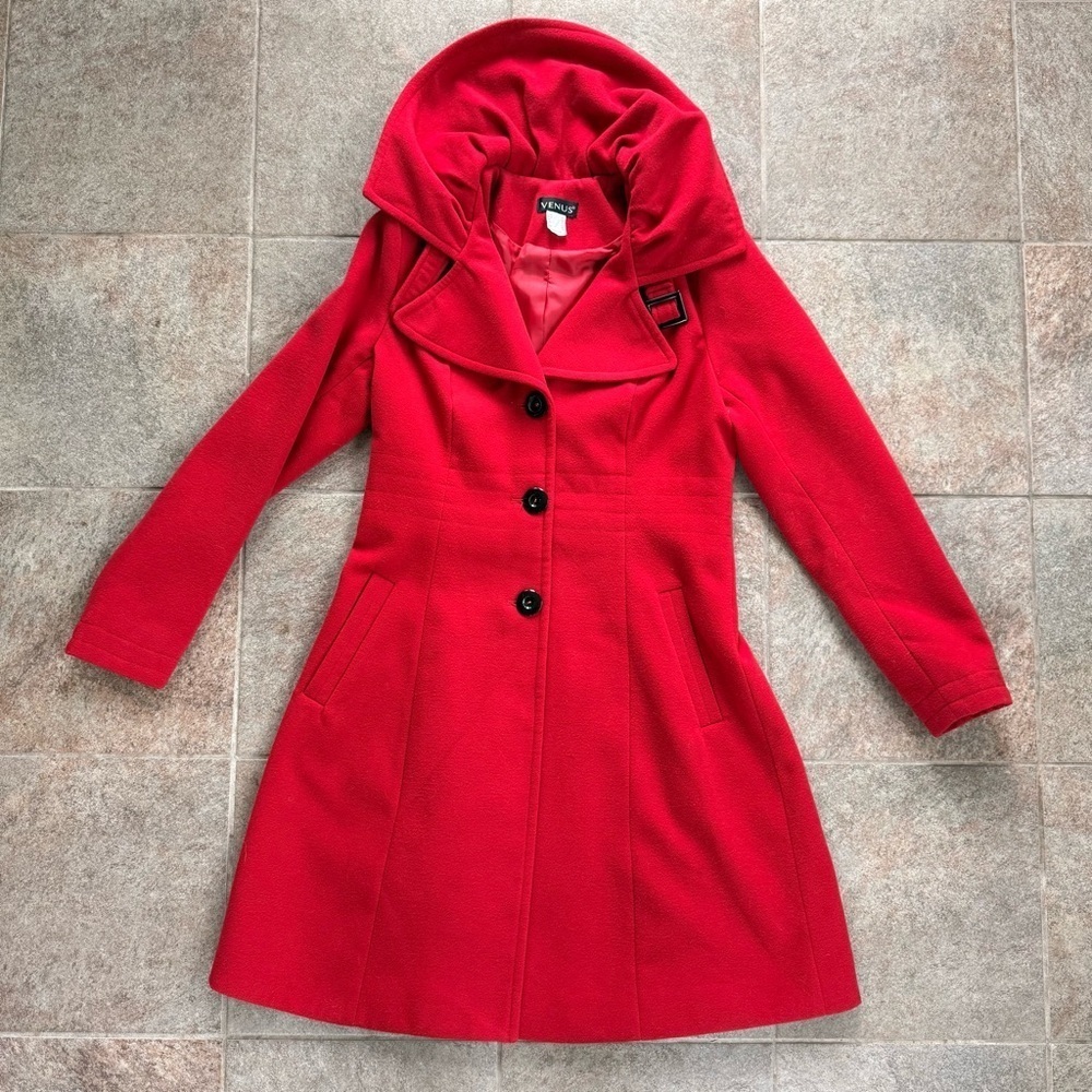 VENUS Vibrant Red Trench Coat Size 8
